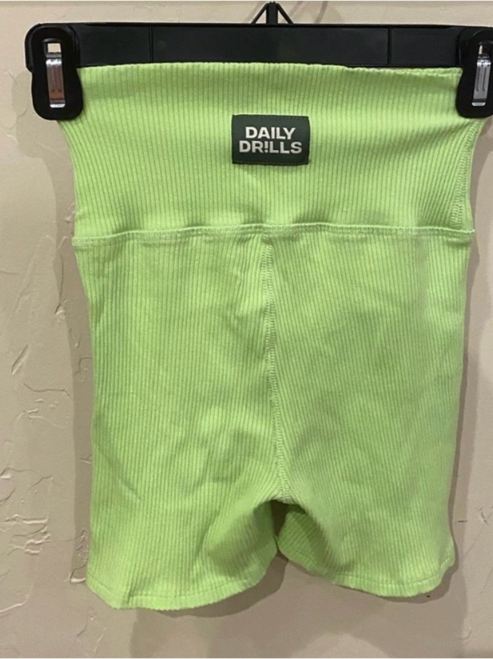 Daily Drills Kids Neon Green Ribbed Bike Shorts